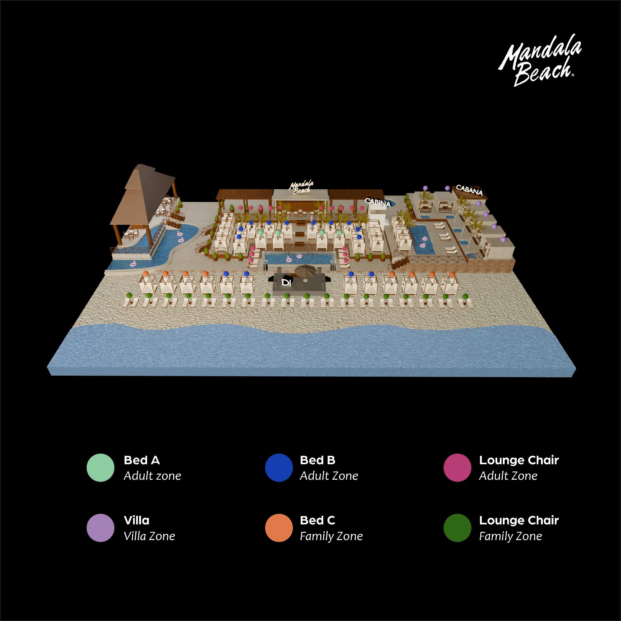 D'Cave Nightclub Cancún - Layout map and area distribution